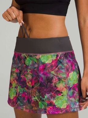 Lululemon pace , rival , mid rise  .Floral Multi-Color Athletic Skort